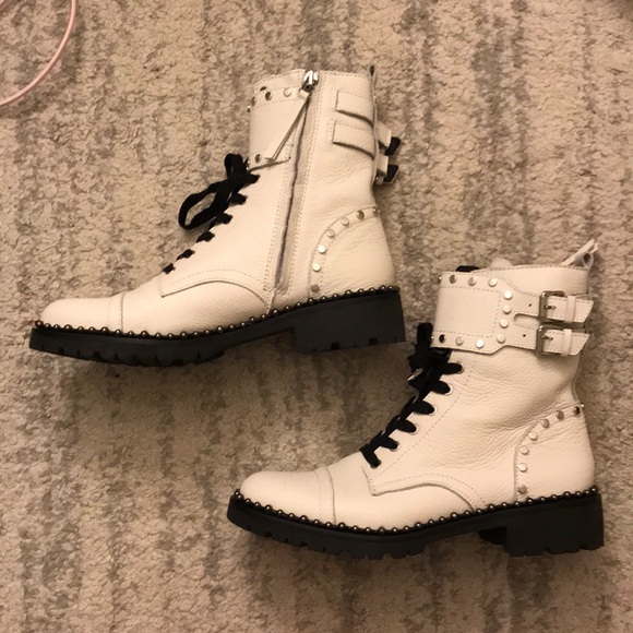sam edelman white combat boots